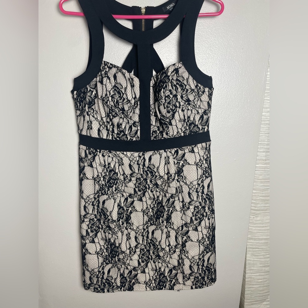 Elegant Black and Ivory Lace Dress